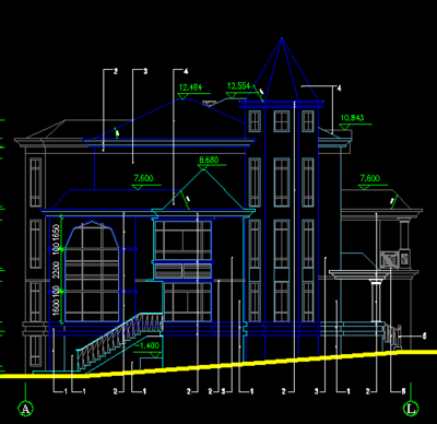 三层拼接式别墅建筑设计图纸免费下载 - 别墅图纸 - 土木工程网